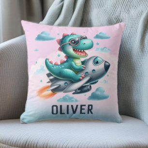 Schattige Trex Dinosaurus Vliegend Vliegtuig Kussen