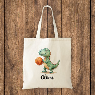 Schattige Trex Speelt Basketbal Gepersonaliseerd Tote Bag