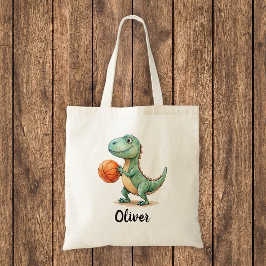 Schattige Trex Speelt Basketbal Gepersonaliseerd Tote Bag