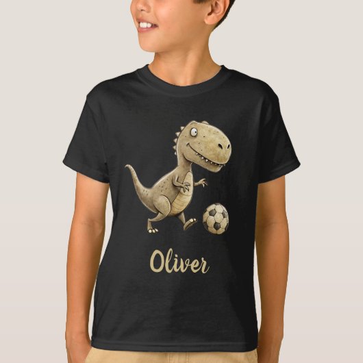 Schattige Trex Speelt Voetbal Persoonlijk T-shirt (Voorkant)