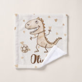Schattige Trex Speelt Voetbal Washandje (Wasdoekje)