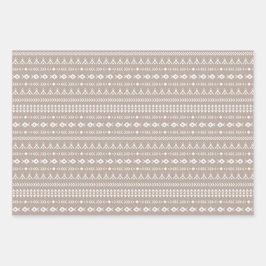 Schattige Tribal Aztec Patterns zwart bruin zandwi Inpakpapier Vel (Voorkant 3)