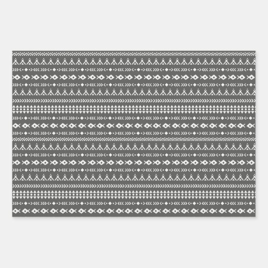 Schattige Tribal Aztec Patterns zwart bruin zandwi Inpakpapier Vel (Voorkant)