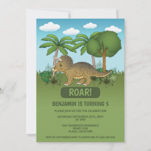 Schattige Triceratops Dinosaurus Tropische Kinderv Kaart