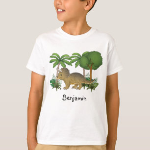 Schattige Triceratops Dinosaurussen Met Bomen En P T-shirt