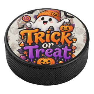 Schattige Trick or Treat Geest Halloween Hockey Pu Puck