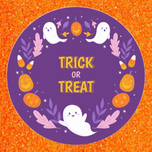 Schattige Trick or Treat Geesten Pompoenen Hallowe Ronde Sticker