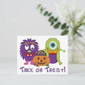 Schattige Trick or treat Gekke Monsters T - shirts Briefkaart (Staand voorkant)