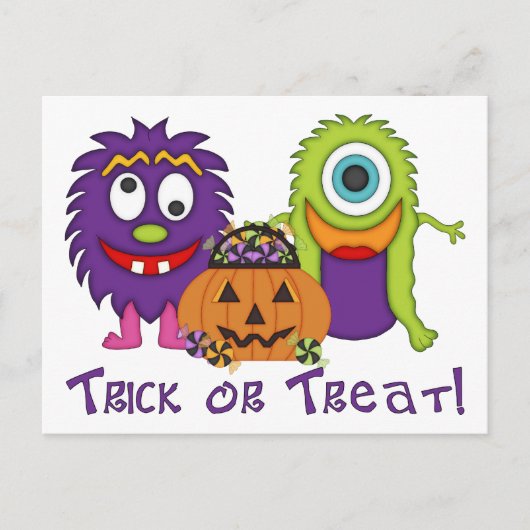 Schattige Trick or treat Gekke Monsters T - shirts Briefkaart (Voorkant)