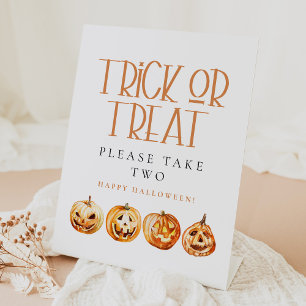 Schattige Trick or Treat Halloween Snoepjes Portie Reclamebord Met Voetstuk
