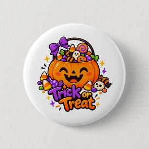Schattige Trick or Treat Pompoen Snoep Halloween K Ronde Button 5,7 Cm