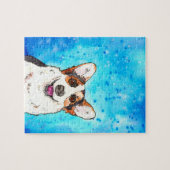 Schattige Tricolor Corgi Waterverf puzzel (Horizontaal)