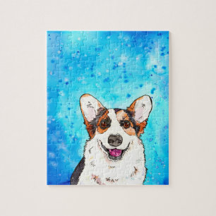 Schattige Tricolor Corgi Waterverf puzzel