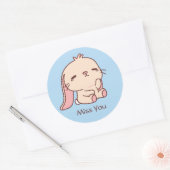 Schattige triest konijn mis je ronde sticker (Envelop)