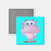 schattige trieste hippo magneet (Voorkant / Achterkant)