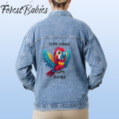 Schattige tropisch feestdier baby Macaw papegaaivo Denim Jacket