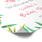 Schattige Tropisch Flamingo Meisje Baby shower Wel Poster (Hoek)