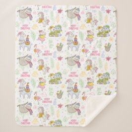 Schattige tropisch kerstfeest sherpa deken