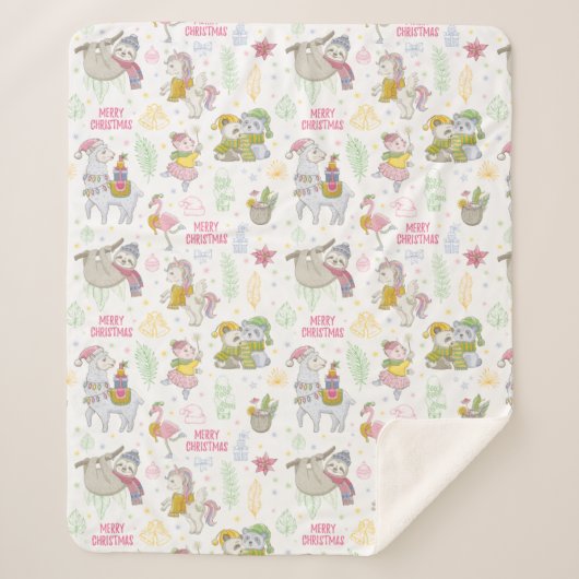 Schattige tropisch kerstfeest sherpa deken (Voorkant)