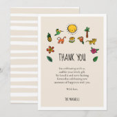 Schattige tropisch oerwoud Baby shower Bedankkaart (Voorkant / Achterkant)