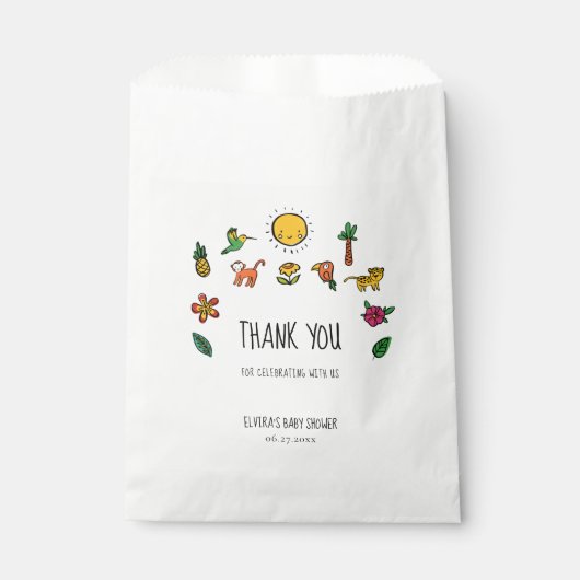 Schattige tropisch oerwoud Baby shower Bedankzakje (Voorkant)