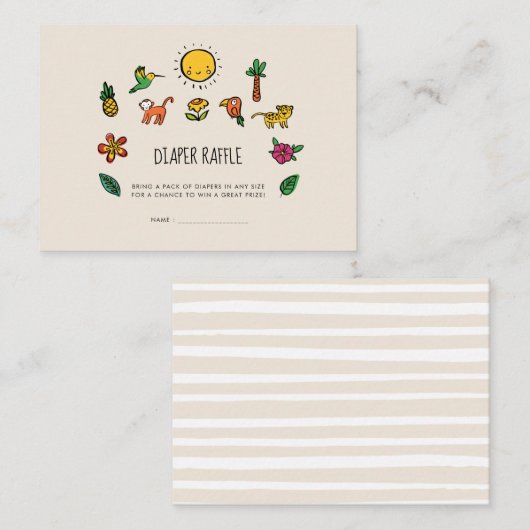 Schattige tropisch oerwoud Baby shower luier loter Informatiekaartje (Voorkant / Achterkant)