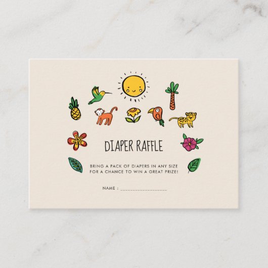 Schattige tropisch oerwoud Baby shower luier loter Informatiekaartje (Voorkant)