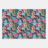 Schattige Tropisch oerwoud betegelde bloemen Inpakpapier Vel (Voorkant)