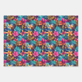 Schattige Tropisch oerwoud betegelde bloemen Inpakpapier Vel (Voorkant)