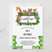 Schattige Tropisch Oerwoud Safari Wild One 1st Kaart (Voorkant)