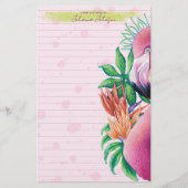 Schattige Tropisch Roze Flamingo Stationery Paper Briefpapier (Voorkant)