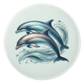Schattige tropisch strandhuis dolfijnen keramische knop (Voorkant)