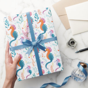 Schattige tropisch zeepaardje Ocean Beach thema Cadeaupapier