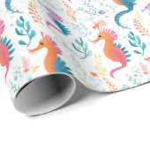 Schattige tropisch zeepaardje Ocean Beach thema Cadeaupapier (Rol Hoek)