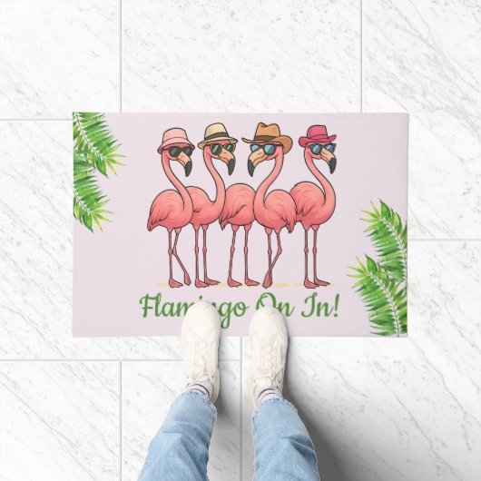 Schattige Tropische Flamingo Deurmat (Binnen)