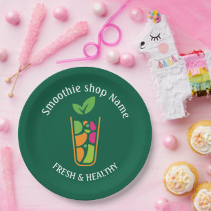 Schattige Tropische Fruit Smoothies Fruit Keuken w Papieren Bordje