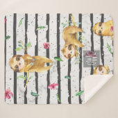 Schattige Tropische luiaard Monogram Sherpa Deken (Voorkant (horizontaal))