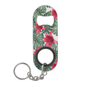 Schattige tropische palm Hawaiian Hibiskus Mini Flessenopener (Voorkant)