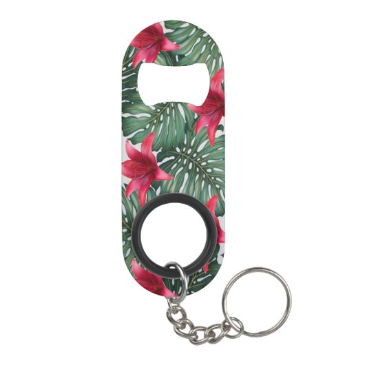 Schattige tropische palm Hawaiian Hibiskus Mini Flessenopener (Achterkant)