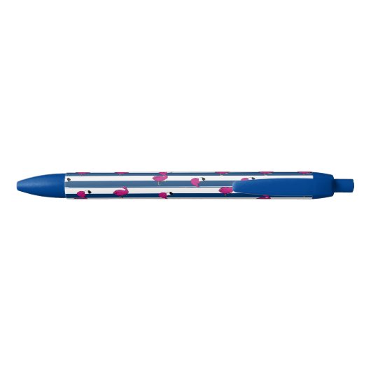 schattige tropische roze baby flamingo blauw gestr blauwe inkt pen (Achterkant)