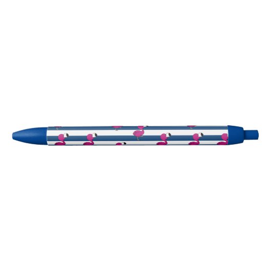 schattige tropische roze baby flamingo blauw gestr blauwe inkt pen (Voorkant)