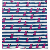 schattige tropische roze baby flamingo blauw gestr douchegordijn (Voorkant)