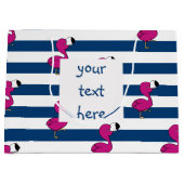 schattige tropische roze baby flamingo blauw gestr large cadeautasje (Voorkant)