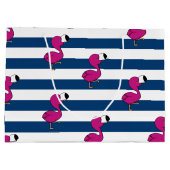 schattige tropische roze baby flamingo blauw gestr large cadeautasje (Achterkant)