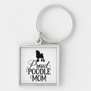 Schattige Trots Poodle Moeder Puppy Hond Liefde Sleutelhanger