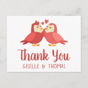 Schattige Trouw Dank Je Rode Bourgogne Liefdesvoge Briefkaart