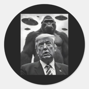 Schattige Trump Bigfoot Selfie Met Ufos Rare Alien Ronde Sticker