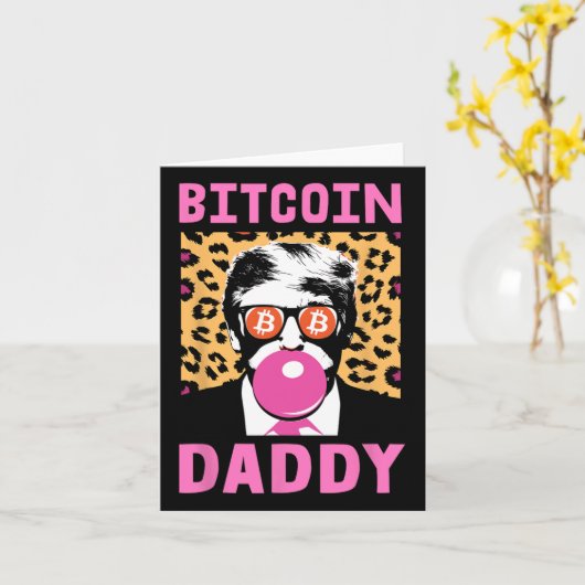 Schattige Trump Bitcoin Daddy Crypto Finance Money Kaart (Gele Bloem)