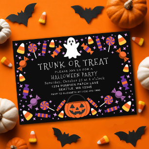 Schattige Trunk or Treat Snoep Kinderen Halloween Kaart