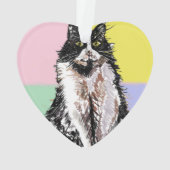 Schattige Tuedo Kat Pastel Roze Childs Naam Decora Ornament (achterkant)